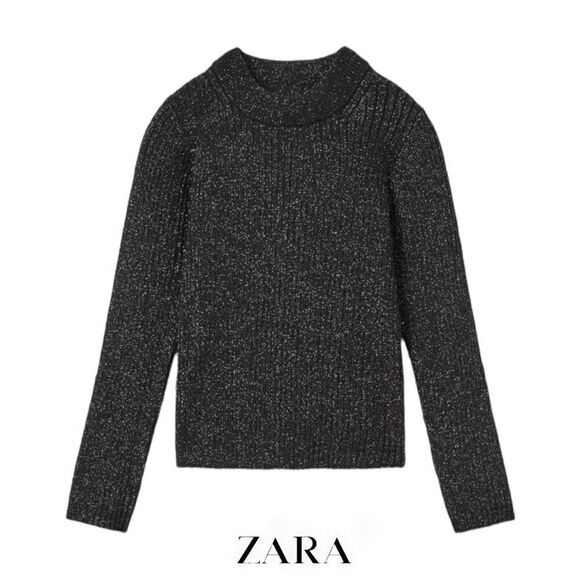 Zara Other - ZARA Kids | Black | RIBBED KNIT SPARKLY SWEATER